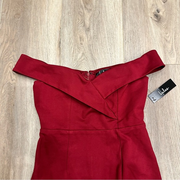 NWT Lulus Classic Glam Burgundy Off The Shoulder Bodycon Dress - Picture 4 of 6